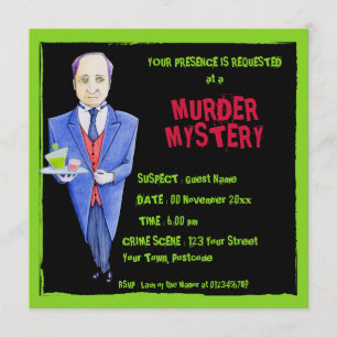 The Butler 2 black Murder Mystery Invitation