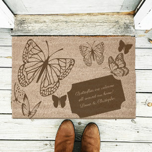 The butterflies garden house coir doormat fiber doormat