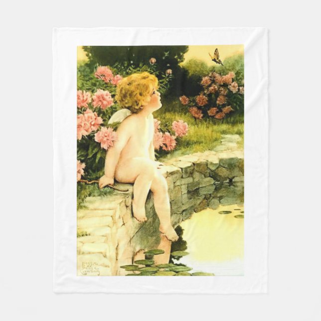 THE BUTTERFLY Bessie Pease Gutmann Art  Fleece Blanket (Front)