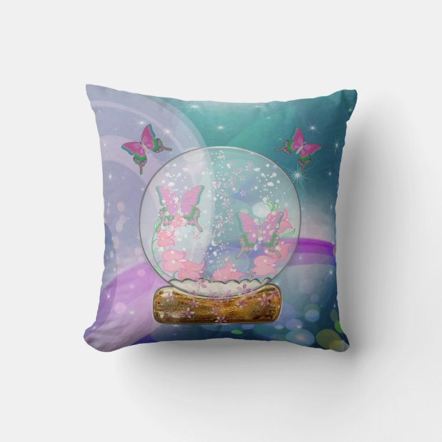 The Butterfly Globe Throw Pillow (Front)