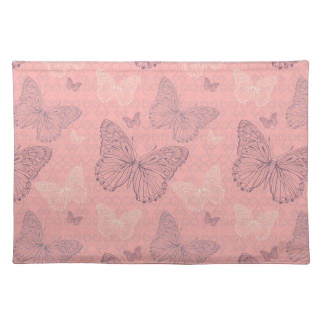 The Butterfly Pink Cloth Placemat (Front)