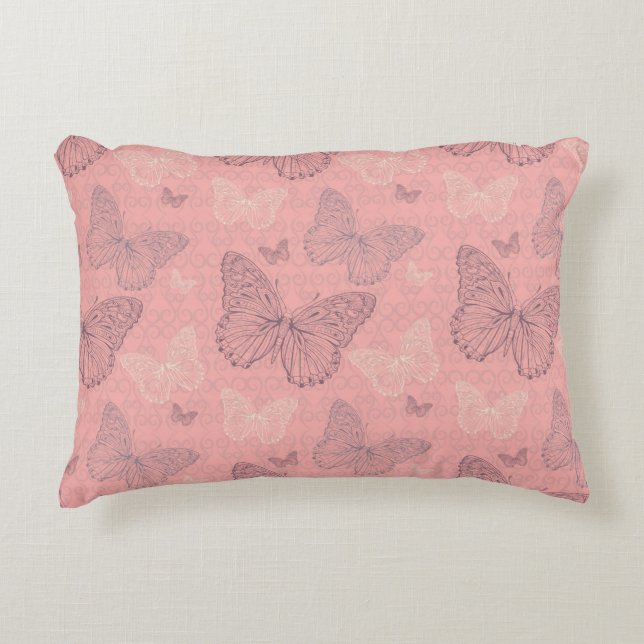The Butterfly Pink Decorative Pillow (Front)