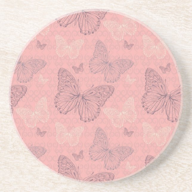 The Butterfly Pink Drink Coaster (Front)