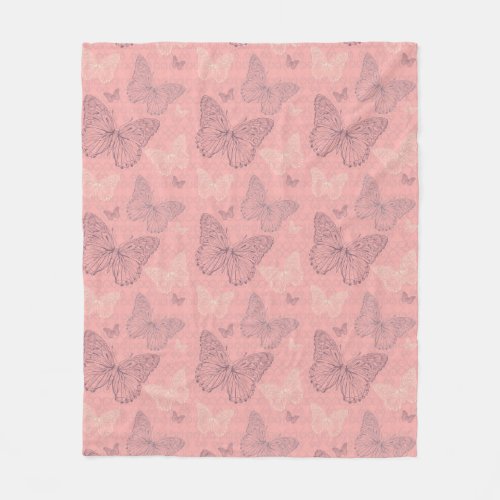 The Butterfly Pink Fleece Blanket