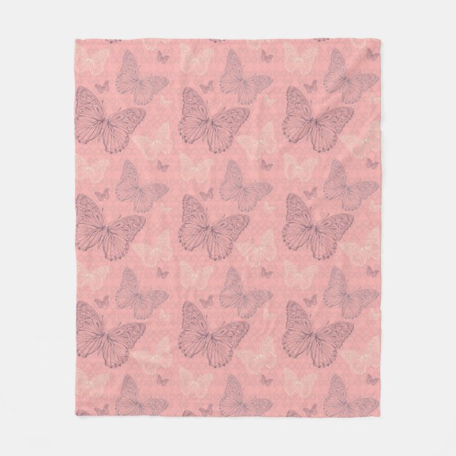 The Butterfly Pink Fleece Blanket (Front)