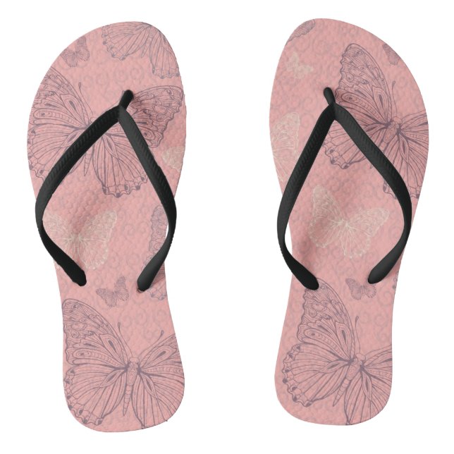 The Butterfly Pink Flip Flops (Footbed)