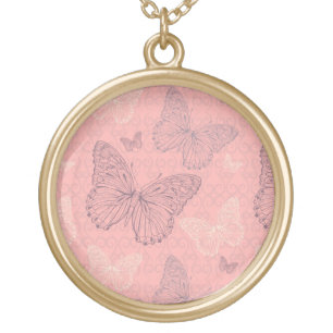 The Butterfly Pink Gold Plated Necklace