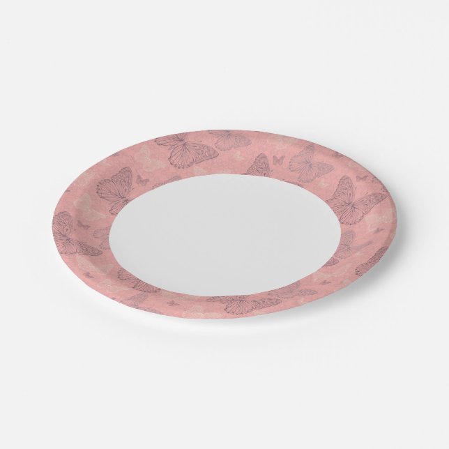 The Butterfly Pink Paper Plates (Angled)