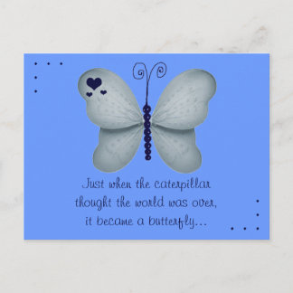 The Butterfly Quote Blue Postcard