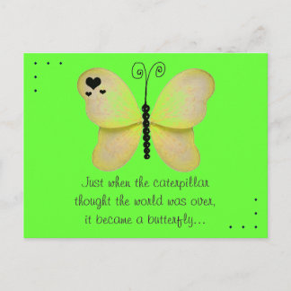 The Butterfly Quote Green and Yellow Postcard