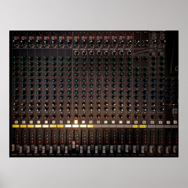 The button on the audio mixer poster (Front)
