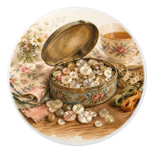 The Button Tin Button Ceramic Knob