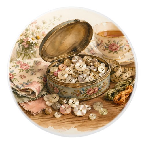 The Button Tin Button Ceramic Knob