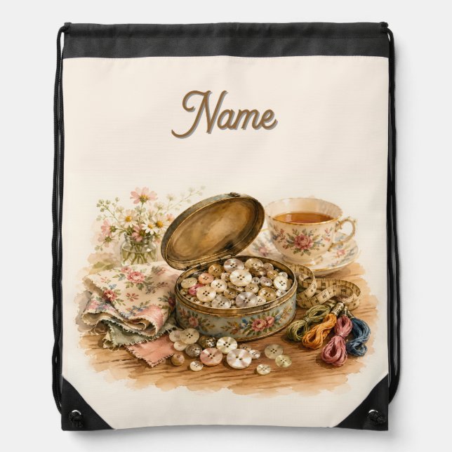 The Button Tin Drawstring Bag (Front)