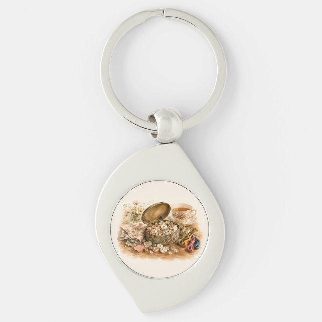 The Button Tin Metal Keychain (Front)