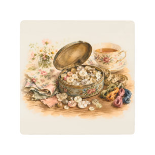 The Button Tin Metal Print