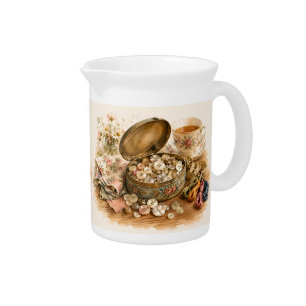 The Button Tin Porcelain Pitcher