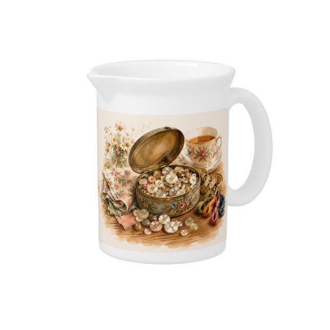 The Button Tin Porcelain Pitcher (Right)