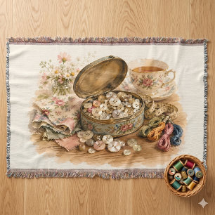 The Button Tin Throw Blanket
