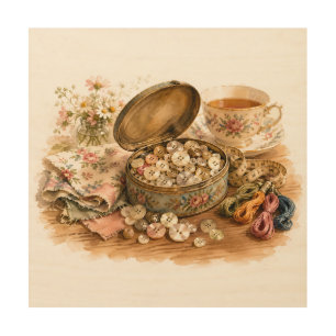 The Button Tin Wood Wall Art
