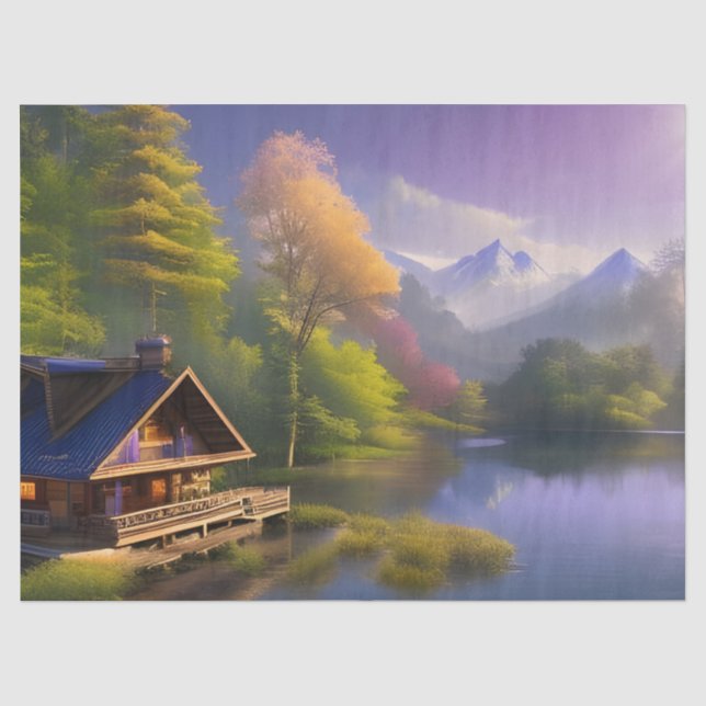 The Cabin at the Mountain Stream Tissue Paper (Front)
