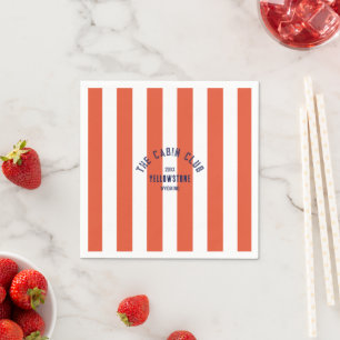 The Cabin Club Custom Crest Red Park Stripe Napkins
