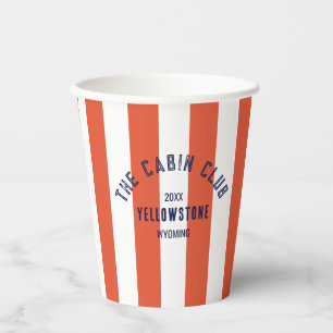 The Cabin Club Custom Crest Red Park Stripe Paper Cups