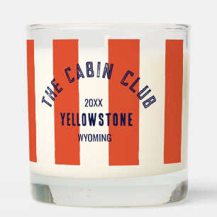 The Cabin Club Custom Crest Red Park Stripe Stone Scented Candle
