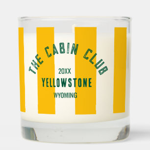 The Cabin Club Custom Crest Yellow Park Stripe Scented Candle