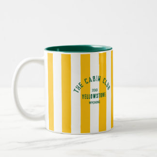 The Cabin Club Custom Crest Yellow Park Stripe  Two-Tone Coffee Mug