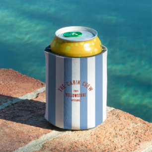 The Cabin Crew Custom Crest Blue Park Stripe Can Cooler