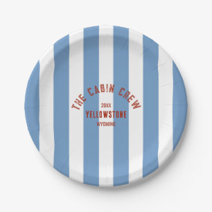 The Cabin Crew Custom Crest Blue Park Stripe Pap Paper Plates