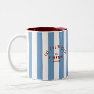 The Cabin Crew Custom Crest Blue Park Stripe Two-Tone Coffee Mug