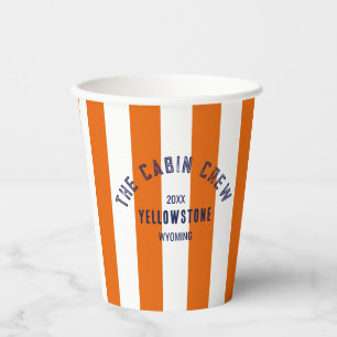 The Cabin Crew Custom Crest Orange Park Stripe Paper Cups