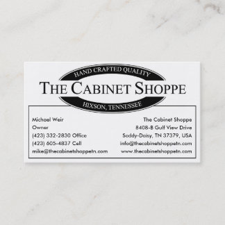 The Cabinet Shoppe Business Card