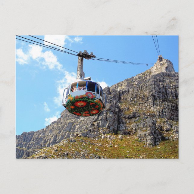 The Cable Car going up Table Mountain in Cape Town Postcard (Front)