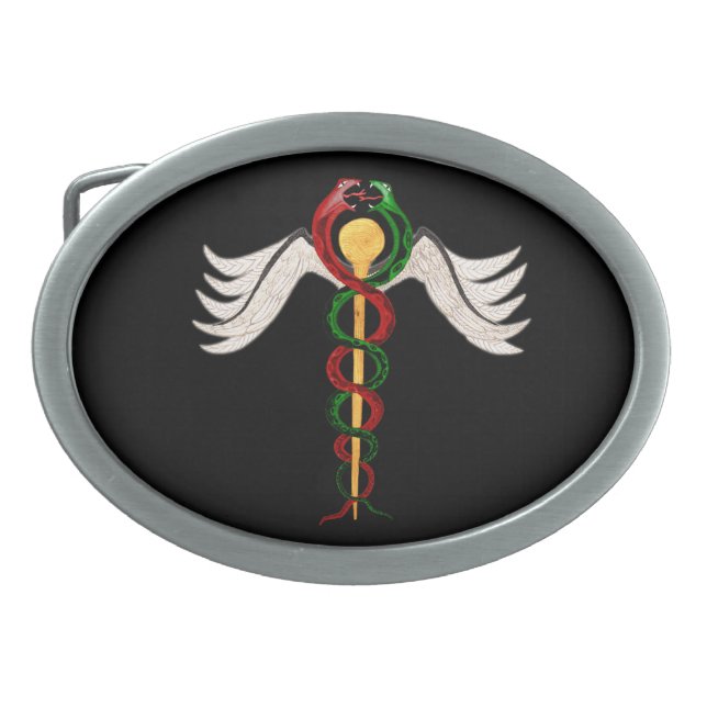 The Caduceus (Full Colour) Belt Buckle (Front)