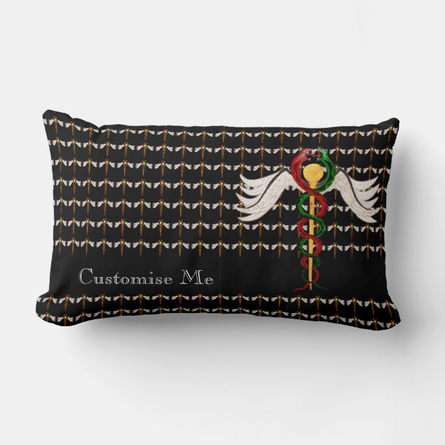 The Caduceus (Full Colour) Lumbar Pillow (Front)