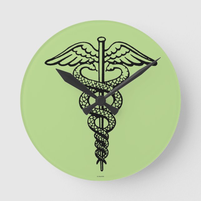 The Caduceus Symbol Round Clock (Front)