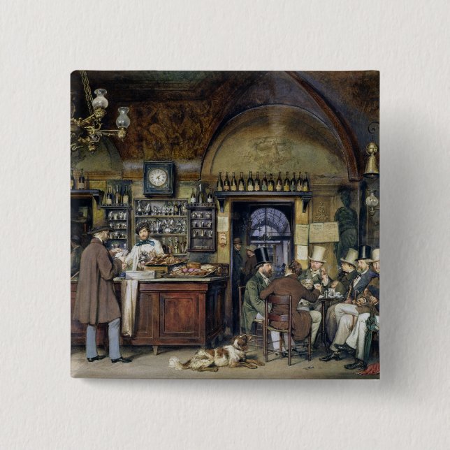 The Cafe in Rome, 1856 Button (Front)