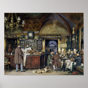 The Cafe in Rome, 1856 Poster