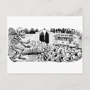 The Calavera of the Trolley Cars c. 1907, Mexico Postcard