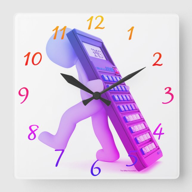"The Calculator Carrier" Square Wall Clock (Front)