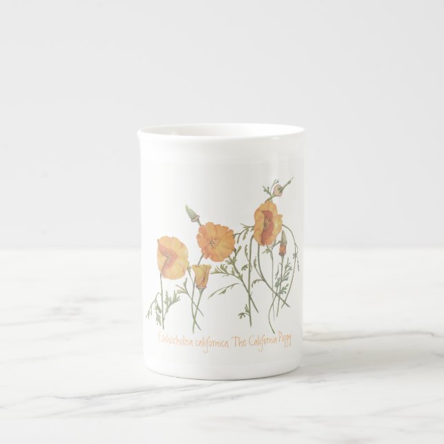 'The California Poppy' China Mug (Front)