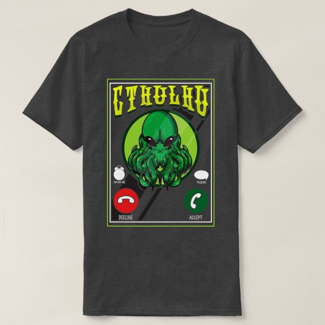 The Call Of Cthulhu Fictional Dark Occult Monster T-Shirt (Design Front)