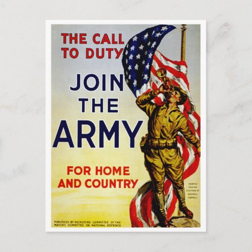 The Call to Duty  Join the Army Postcard