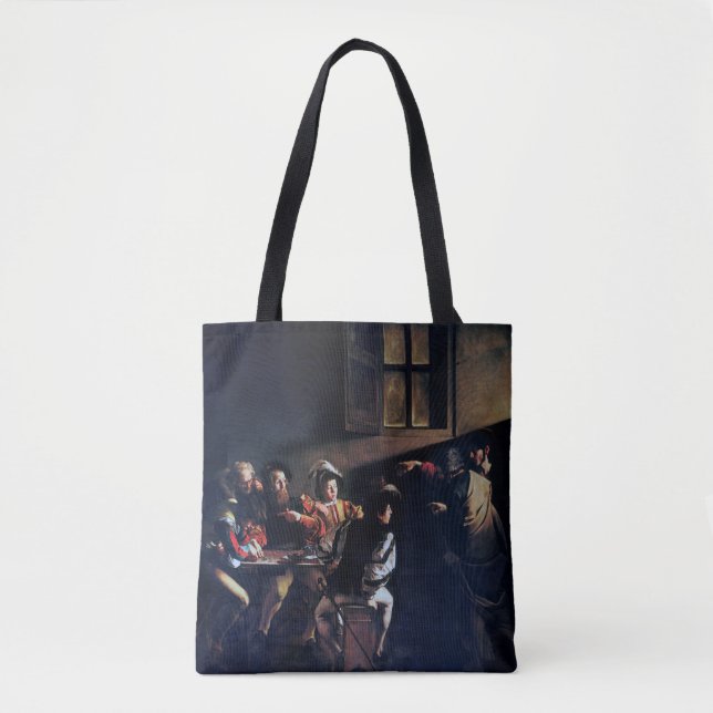 The Calling of Saint Matthew, Caravaggio Tote Bag (Front)