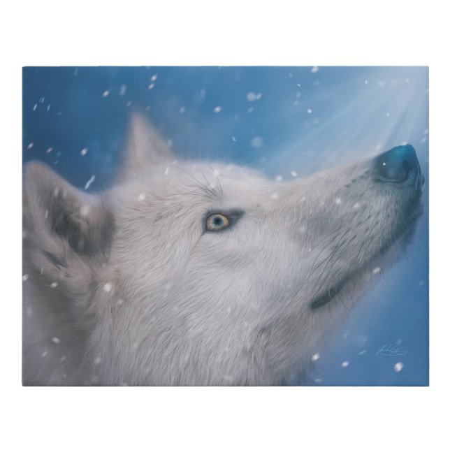 The Calling of the Grey wolf Faux Canvas Print (Front)