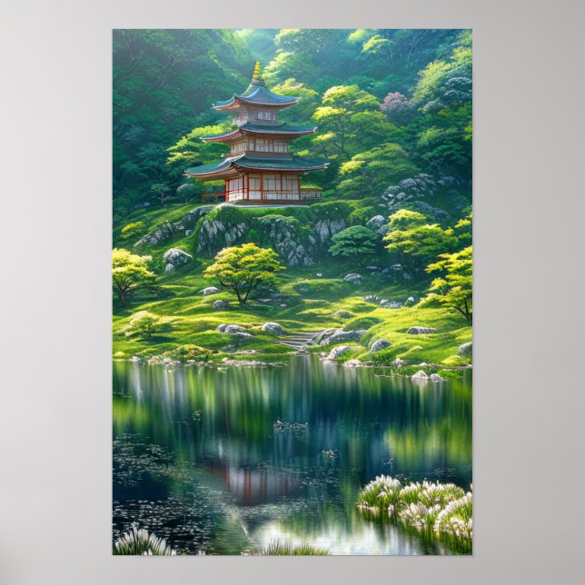 The Calm and Beauty of a Japanese Temple Poster (Front)