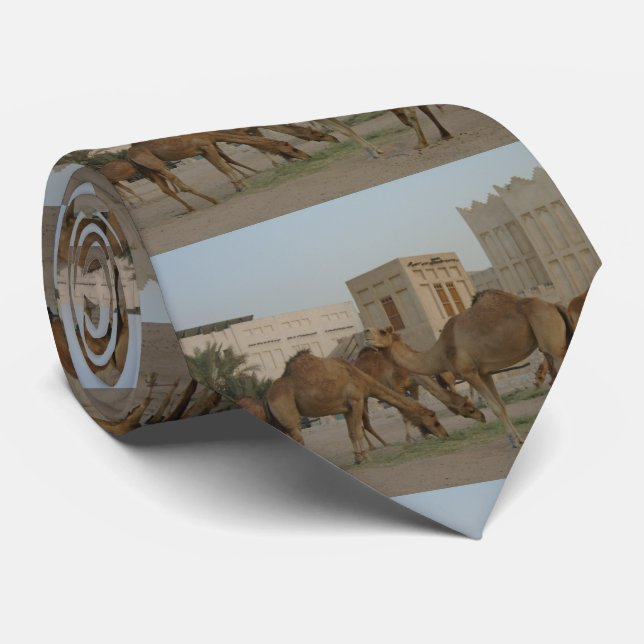 the camels of souq  waqif no1 neck tie (Rolled)
